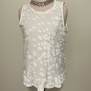 Michael Kors white floral detail tank in size large